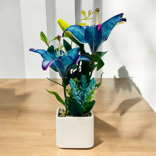 Blue Leaf Flower Pot for Home
