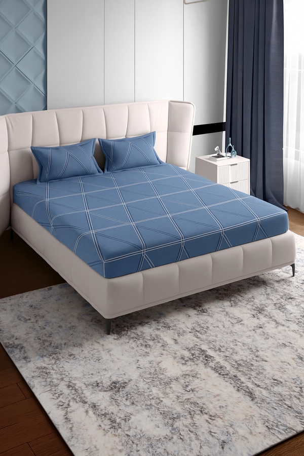 Blue Elegance Cotton Bedsheet