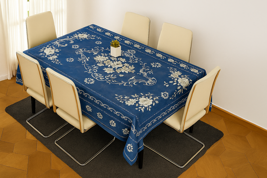 Royal Blue Floral Table Cover