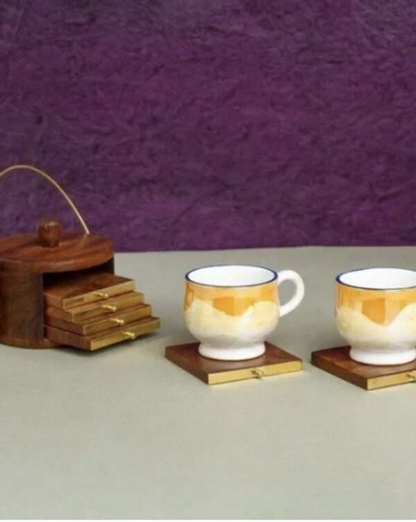 Decstor Round Wood Coaster Set (Pack of 6) - Image 3