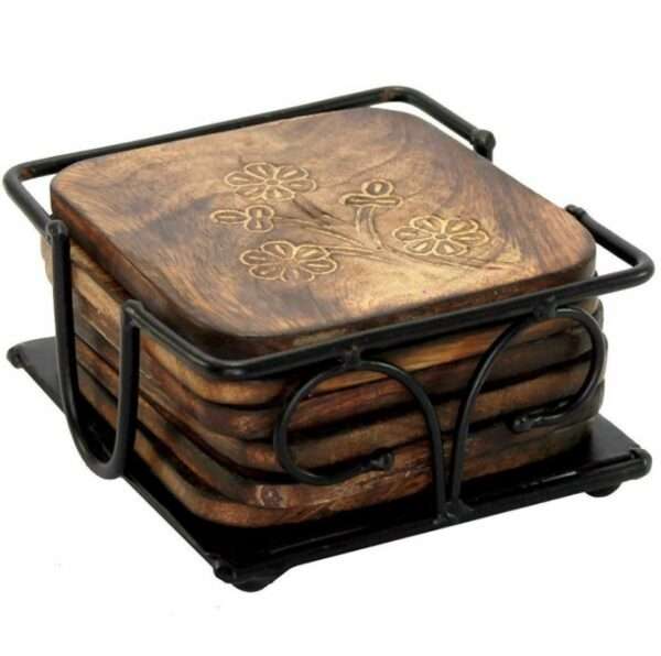 Techno Square Reversible Wood Coaster Set (Pack of 6) - Image 2