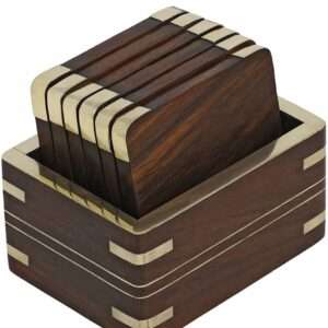 DS Art Square Reversible Wood Coaster Set (Pack of 6)