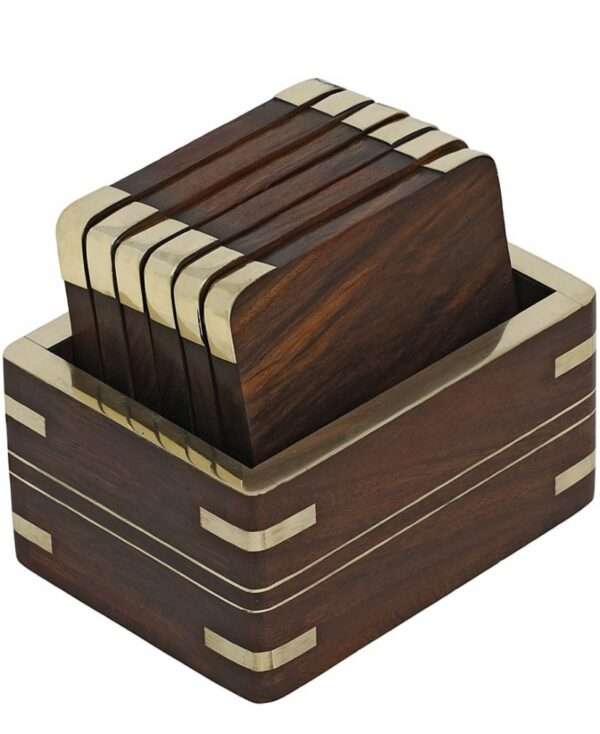 DS Art Square Reversible Wood Coaster Set (Pack of 6)