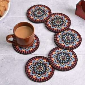 DS Store Round Reversible Wood Coaster Set