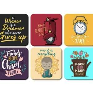 Art Vibes Square Wood Coaster (Pack of 6)