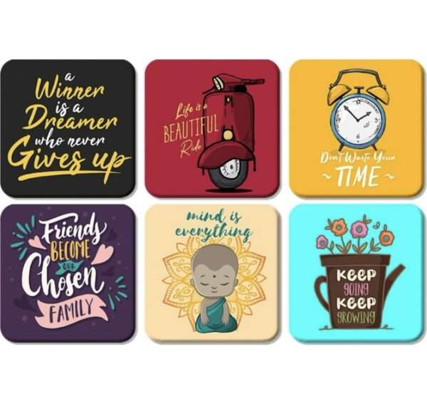 Art Vibes Square Wood Coaster (Pack of 6)