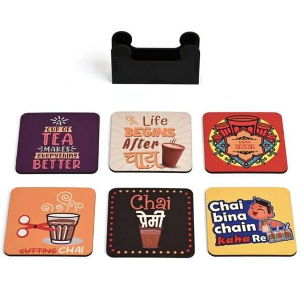 Chai Love Square Reversible Coaster Set (Pack of 6) - Image 4