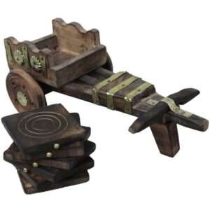 Bazaar Square Reversible Wood Coaster Set