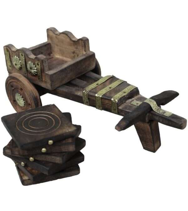 Bazaar Square Reversible Wood Coaster Set