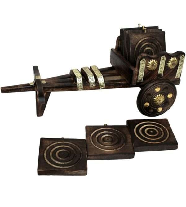 Bazaar Square Reversible Wood Coaster Set - Image 3