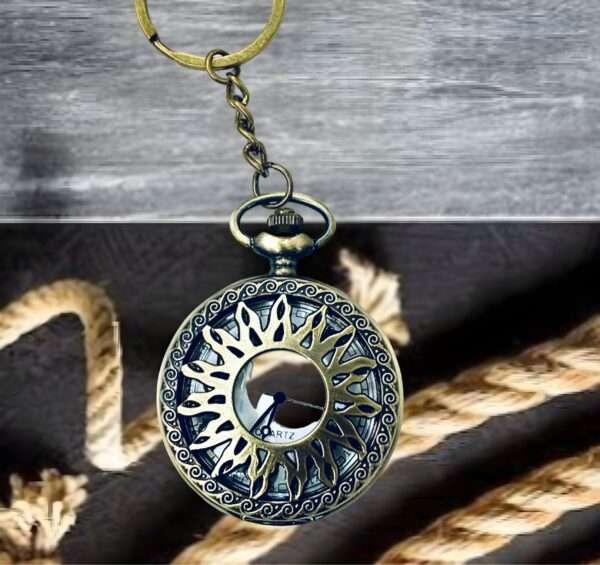 Vintage Theme Pocket Clock Key Chain - Image 2