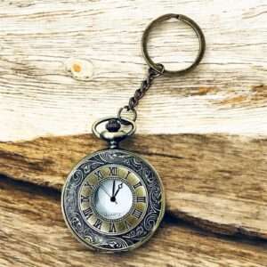 Decstor Pocket Watch Metal Keychain Clock 3 Retro Vintage for Gifting With Key Ring Anti-Rust (Pack Of 1)