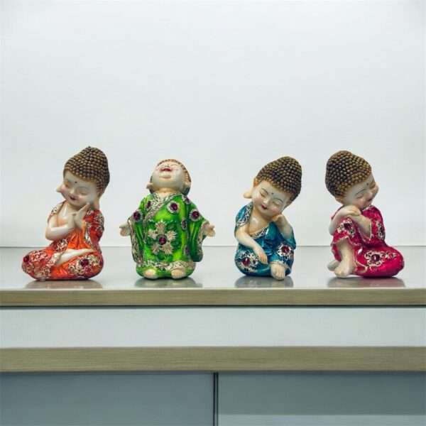 Set of 4 Monk Buddha for Home - Image 2