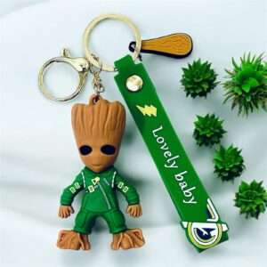 Baby Groot themed silicone 3D charm keychain