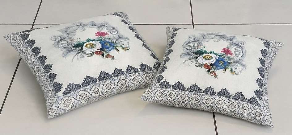 Blue Blossom Cotton Cushion Cover 16 X 16 - Image 2