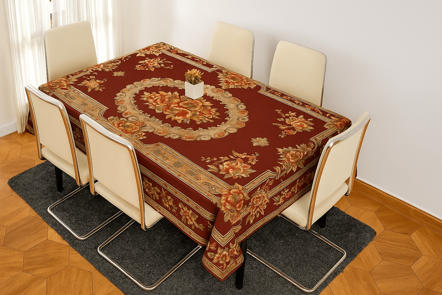 Heritage Maroon Floral Table Cover