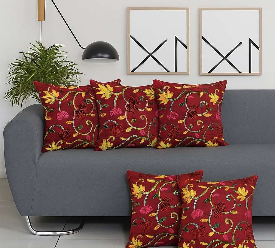 Crimson Garden Cushion Cover 16 X 16