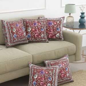 Ruby Bloom Cotton Cushion Cover 16 X 16