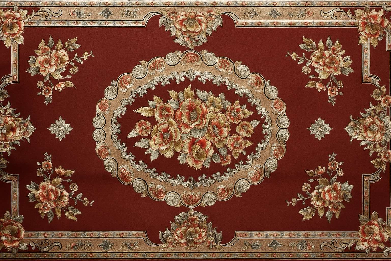Heritage Maroon Floral Table Cover - Image 2